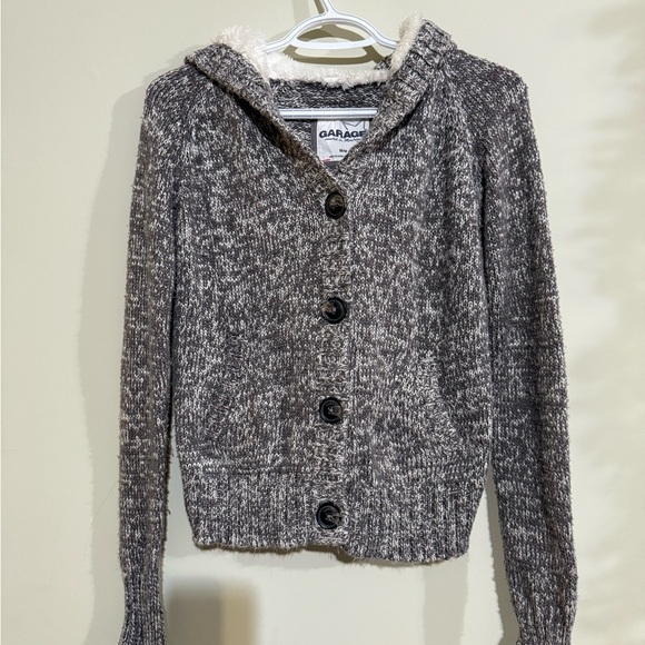 Garage Gray Chunky Knit Cardigan with Hood - Picture 2 of 7